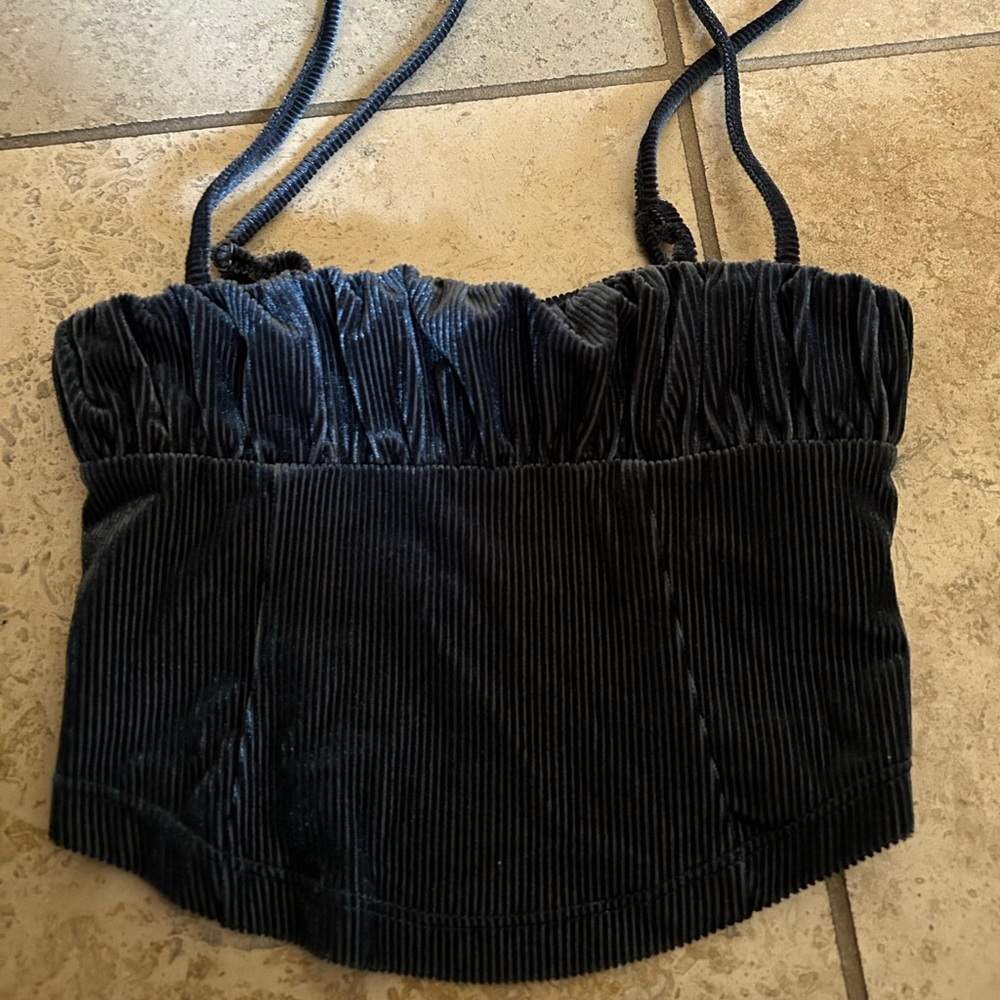 urban outfitters corduroy navy crop top